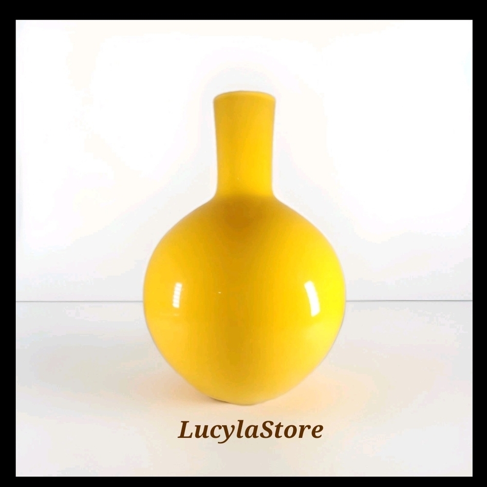 Modern Yellow Globe Ceramic Vase